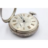 Antique Gents .925 SILVER Cased Open Face Fusee POCKET WATCH Key-Wind WORKING