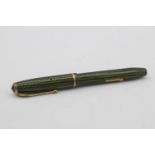 Vintage CONWAY STEWART 28 Green FOUNTAIN PEN w/ 14ct Gold Nib WRITING