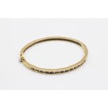 9ct gold sapphire & diamond channel setting bangle (14.5g)