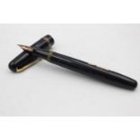 Vintage MABIE TODD Swan Self Filler Navy FOUNTAIN PEN w/ 14ct Gold Nib WRITING