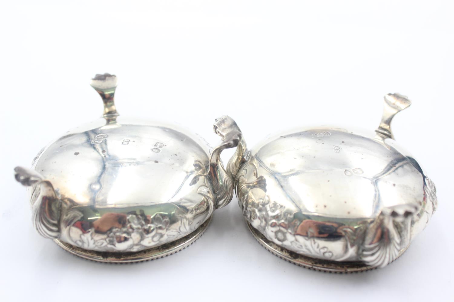 2 x Antique Victorian Hallmarked 1863 London STERLING SILVER Salt Dishes (148g) - Image 7 of 7