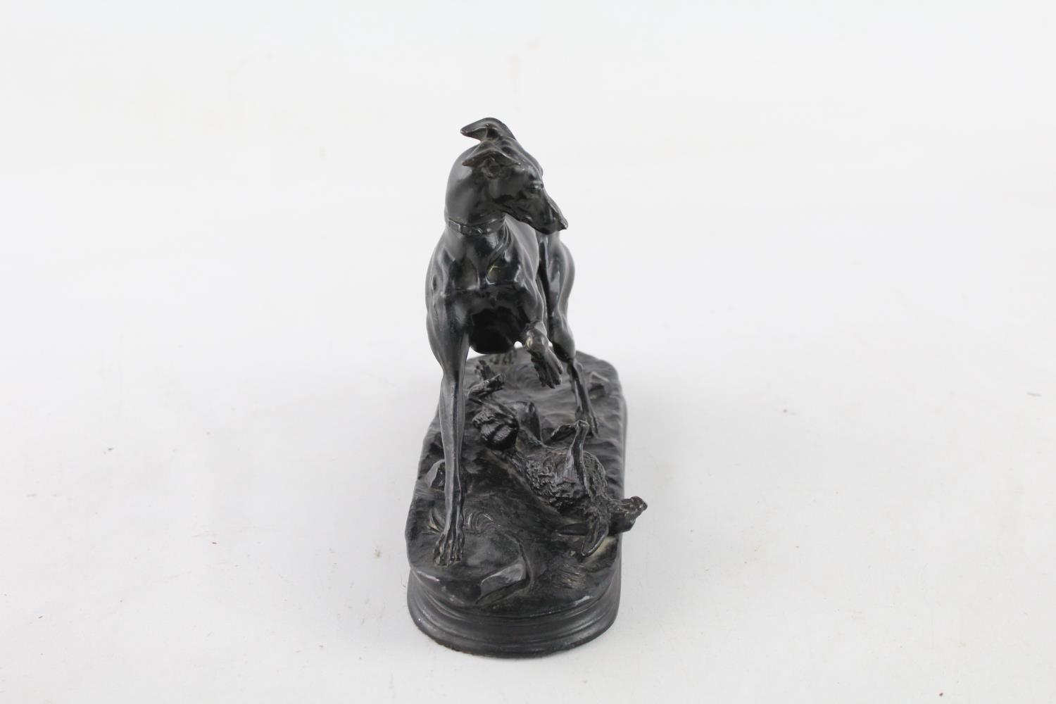 Antique Patinated Spelter grey hound Haire After J. Moignieu Ornament - Image 2 of 5