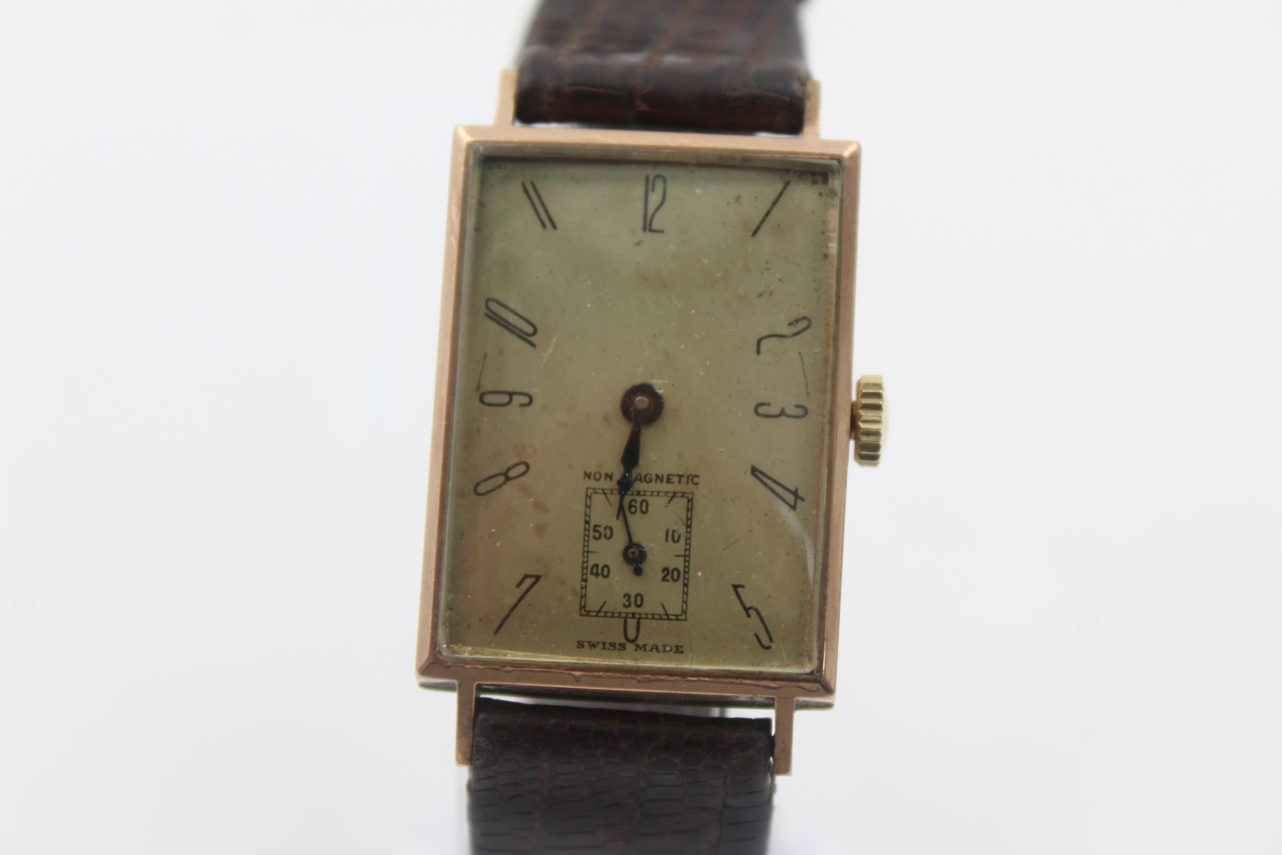 Vintage Gents TREBEX 9ct Gold Square Cased C.1930s WRISTWATCH Hand-Wind WORKING - Image 2 of 5