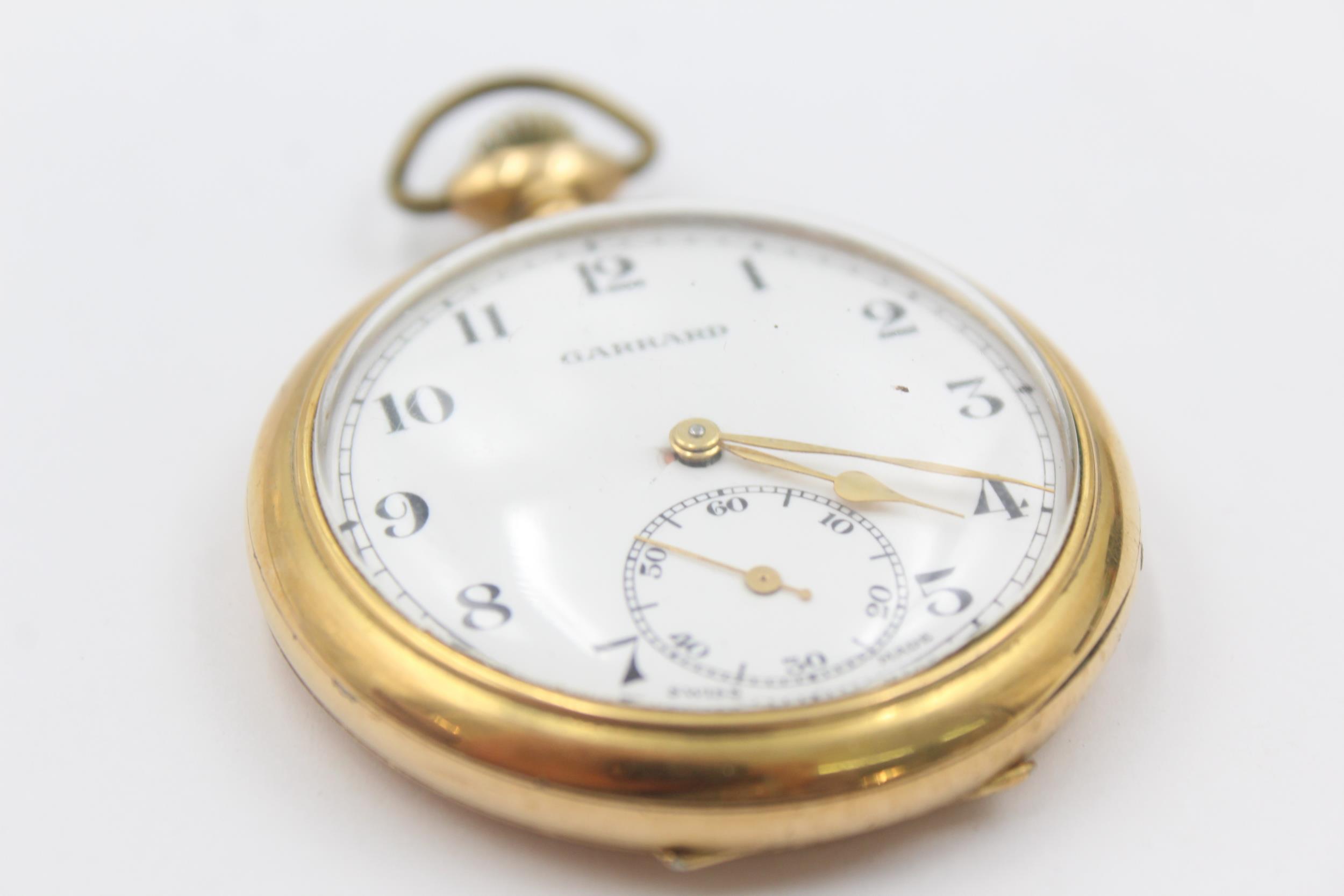 Vintage Gents GARRARD Rolled Gold Open Face POCKET WATCH Hand-Wind WORKING - Image 2 of 6