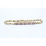 18ct gold ruby & diamond stylised link bracelet (11g) Size