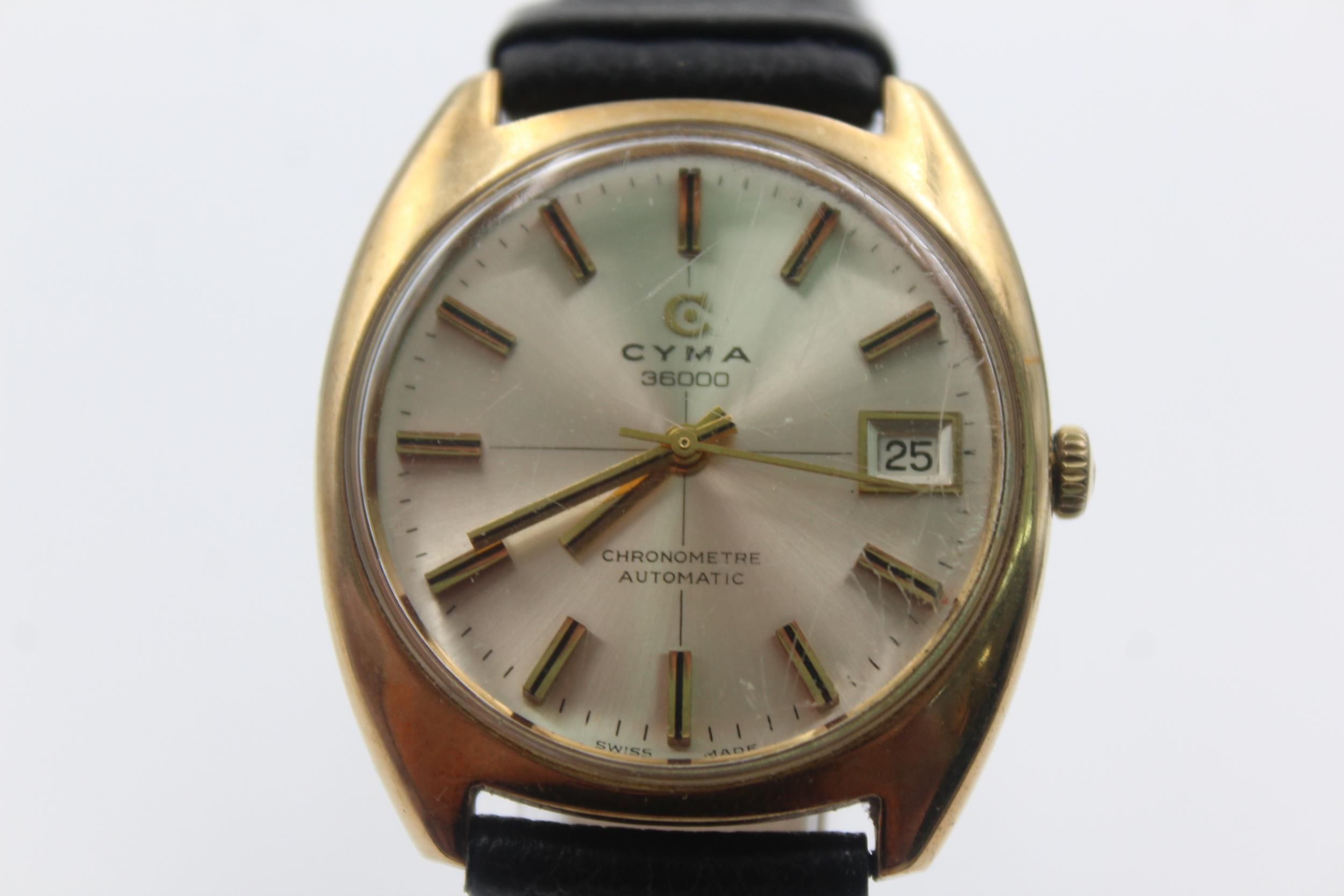 Vintage Gents CYMA 36000 9ct Gold Cased C.1970s WRISTWATCH Automatic WORKING - Image 2 of 5