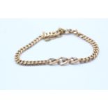 14ct gold antique old cut diamond curb link bracelet (16.8g) Size