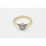 18ct gold & platinum vintage diamond solitaire illusion setting ring (2.6g) Size O