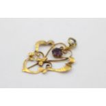 9ct gold Victorian paste lavalier pendant (1.2g) Size