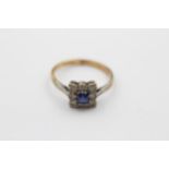 9ct gold & platinum synthetic sapphire & synthetic spinel ring (1.8g) Size K