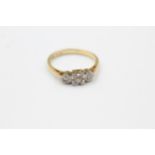 18ct gold antique old cut diamond trilogy cathedral setting ring (2.6g) Size L