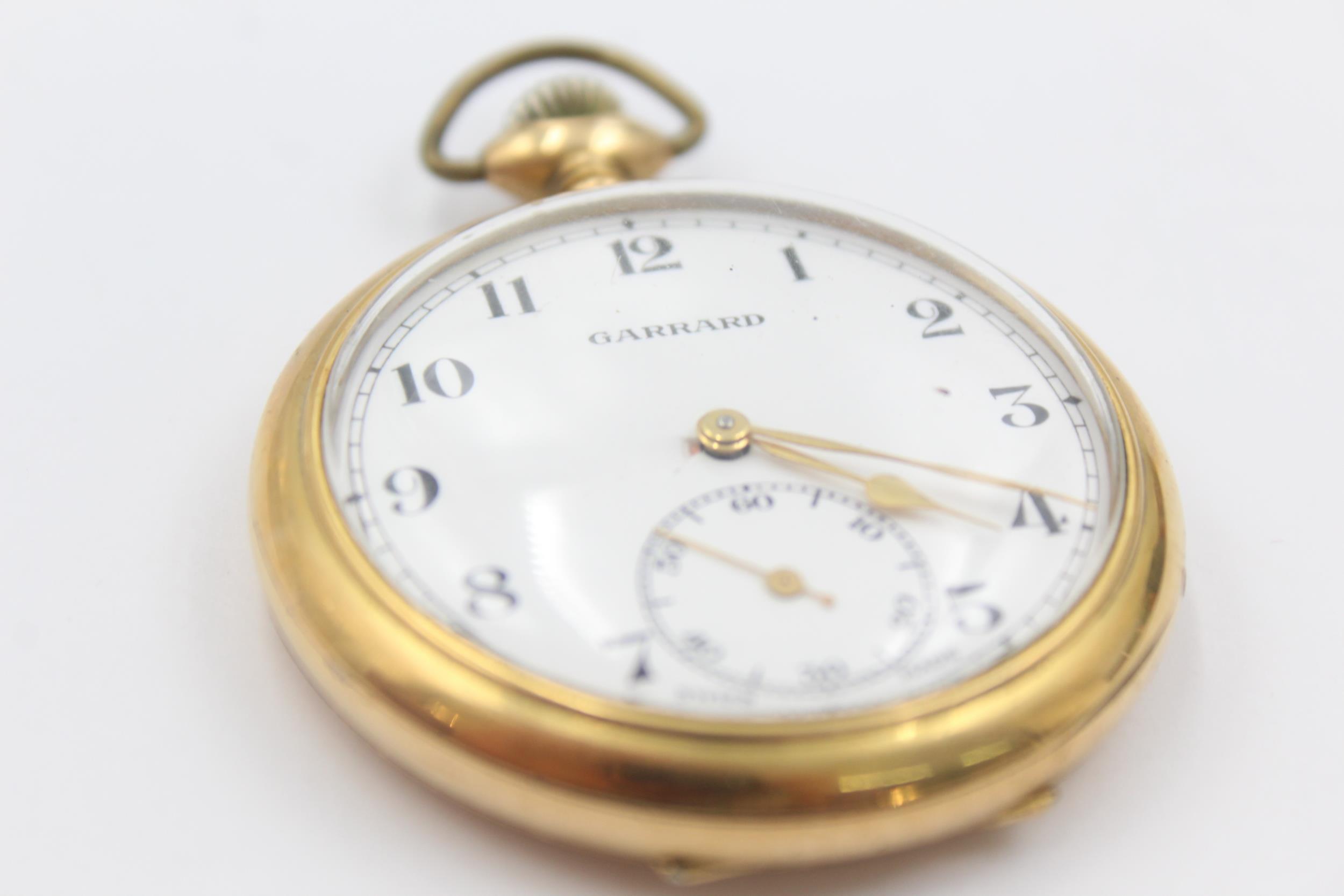 Vintage Gents GARRARD Rolled Gold Open Face POCKET WATCH Hand-Wind WORKING - Image 3 of 6