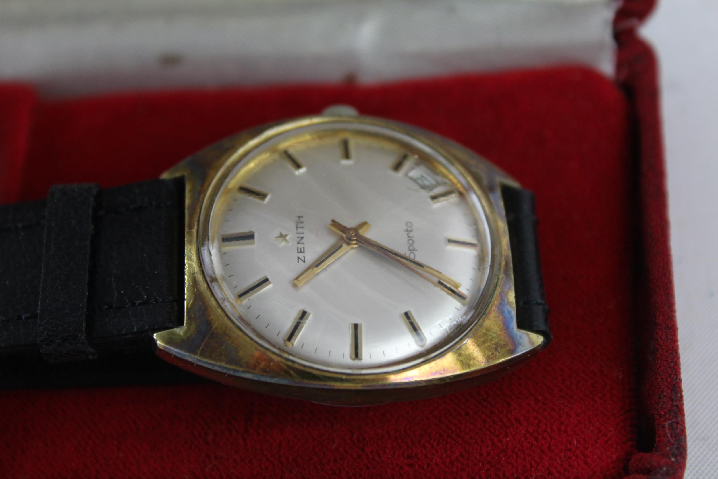 Vintage Gents ZENITH SPORTO Gold Tone WRISTWATCH Hand-Wind WORKING Boxed - Image 2 of 4