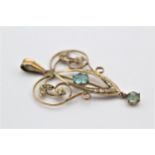 9ct gold antique paste and pearl lavalier pendant (1.3g) Size