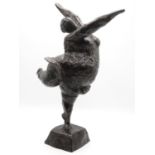 Cast bronze humorous ballet dancer 10" high 1.27kg