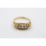 18ct gold antique old cut diamond five stone gypsy setting ring (3.3g) Size