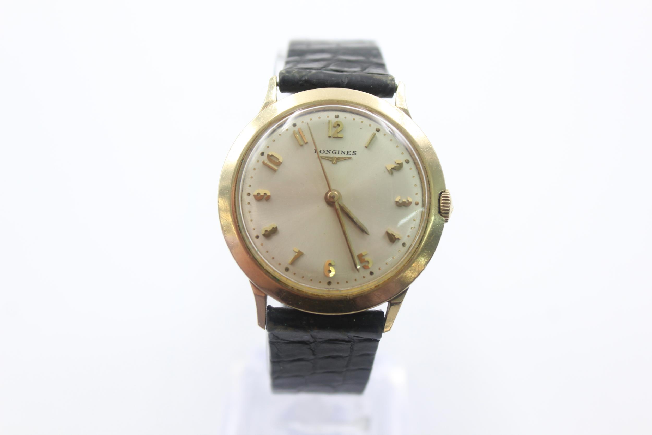 Vintage Gents LONGINES 10k Gold Capped Dress Style WRISTWATCH Hand-Wind WORKING