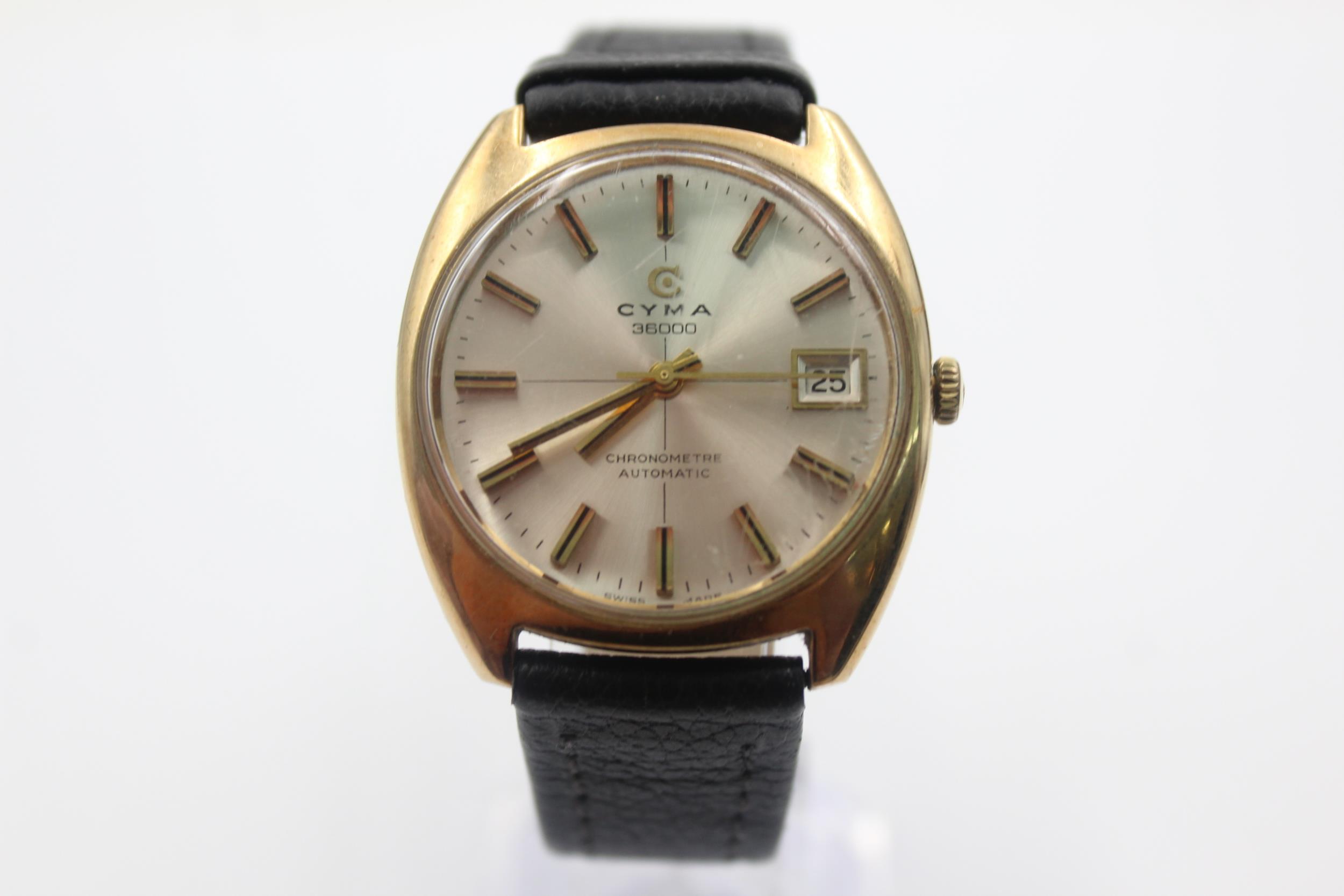 Vintage Gents CYMA 36000 9ct Gold Cased C.1970s WRISTWATCH Automatic WORKING