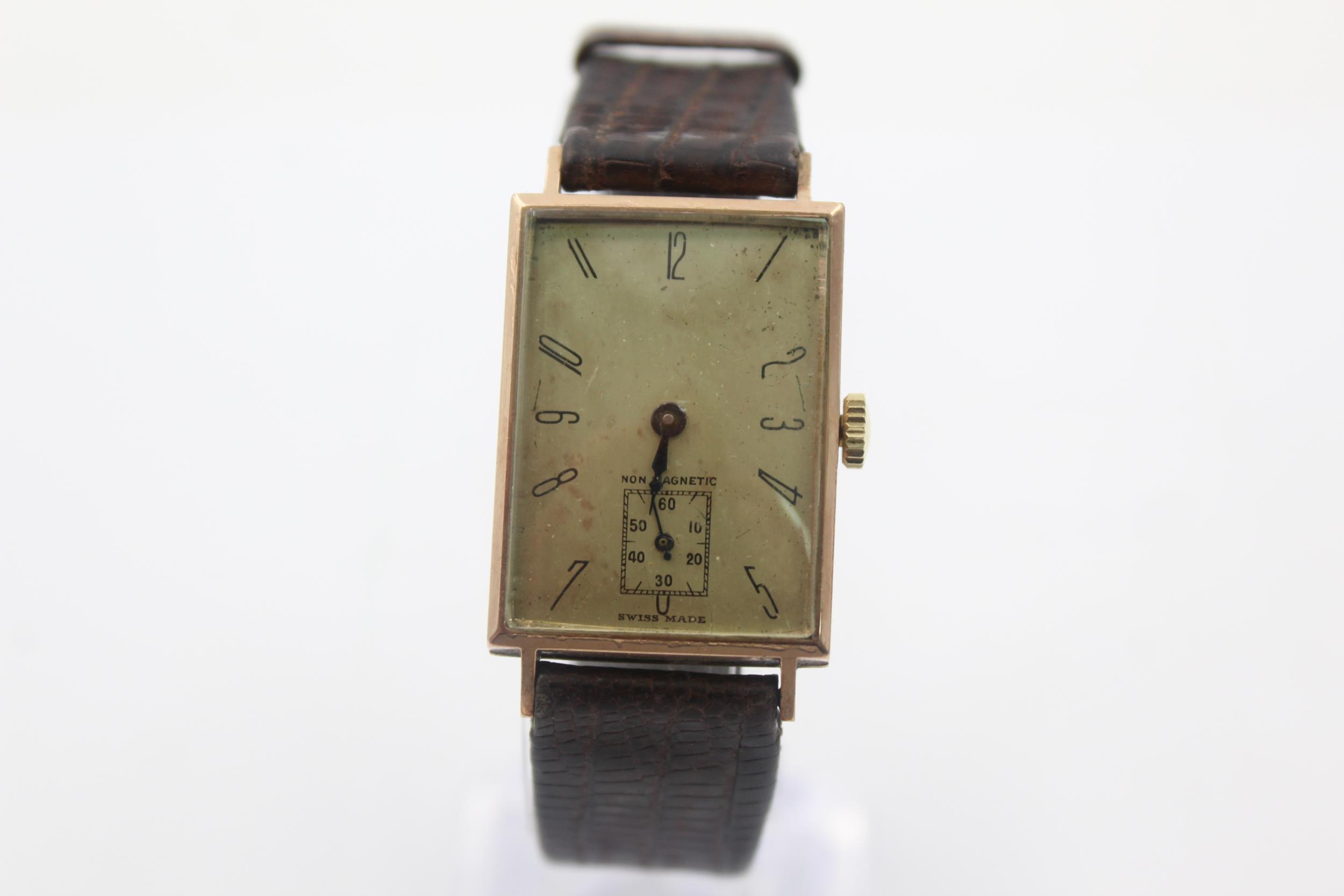 Vintage Gents TREBEX 9ct Gold Square Cased C.1930s WRISTWATCH Hand-Wind WORKING