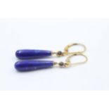 9ct gold lapis lazuli drop earrings (2.5g) Size