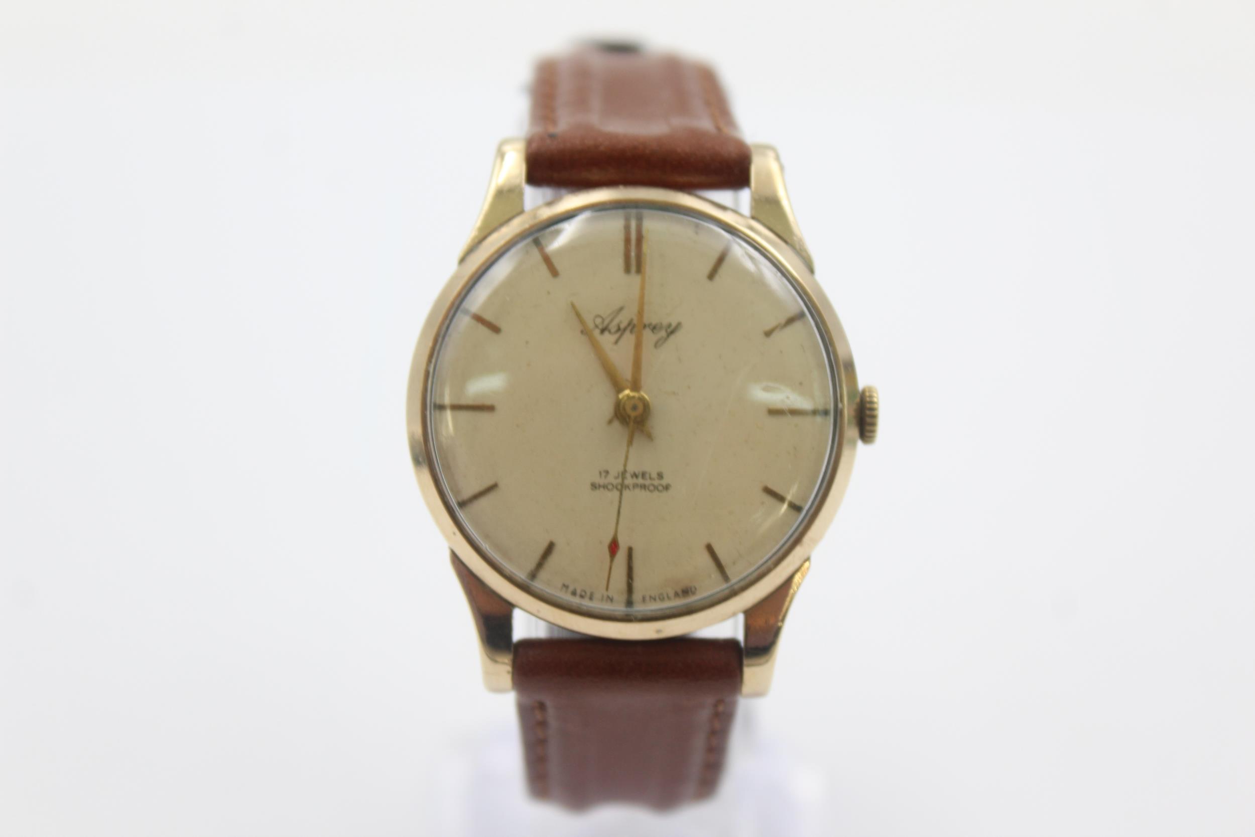 Vintage Gents ASPREY 9ct Gold Cased WRISTWATCH Hand-Wind WORKING