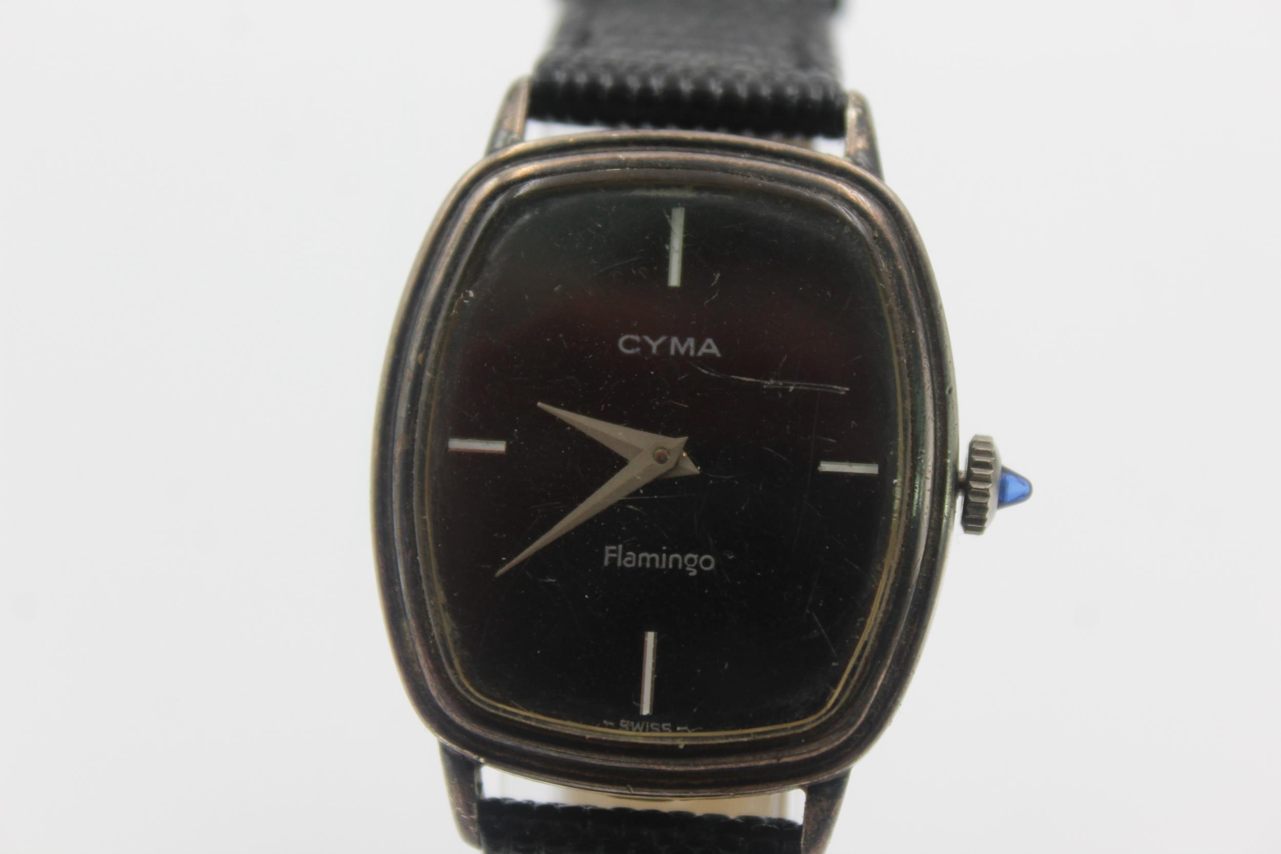 Vintage Gents CYMA FLAMINGO .925 SILVER Cased WRISTWATCH Hand-Wind WORKING 28g - Image 2 of 5