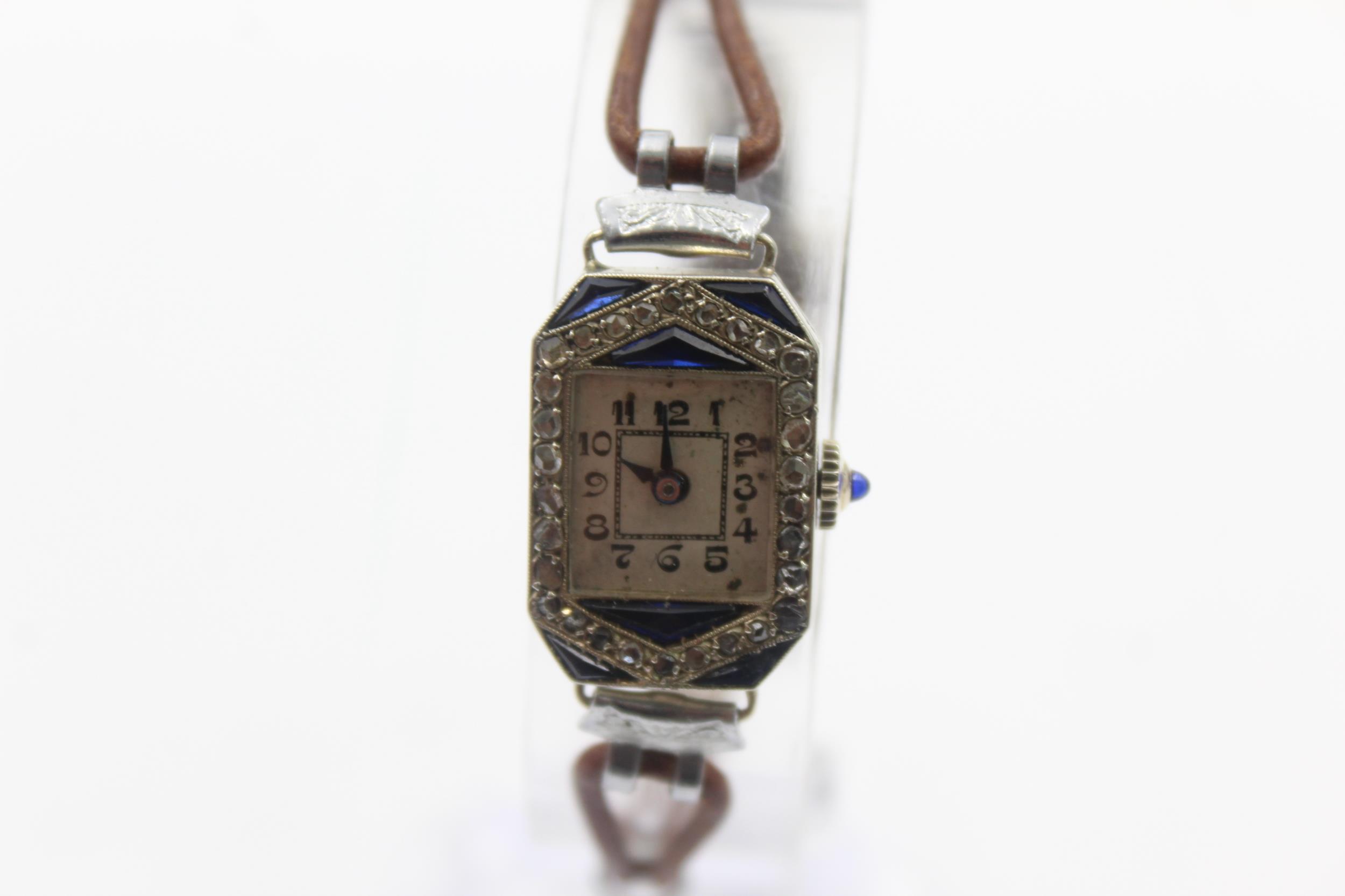 Art Deco Ladies 18ct White Gold & Platinum Cased WRISTWATCH Hand-Wind WORKING - Image 2 of 5