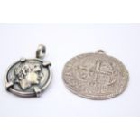 2 X .925 Historical Reproduction Ancient Coin Pendants (45g)