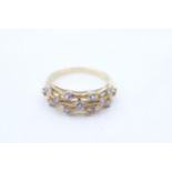 9ct gold tanzanite set three row half eternity dress ring - size q (2.9g)