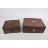 2 x Antique WOODEN Boxes Inc Brass Inlay, Mother of Pearl Inlay Etc