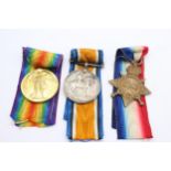 3 x WW1 1914-15 Star Trio & Original Long Ribbons Named to A. L Syme, Engineers