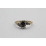 9ct gold diamond & sapphire dress ring (2.4g) Size Q