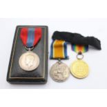 WW1 GV.I Medal Group Inc WW1 Medal Pair & Boxed GV.I Imperial Service Medal