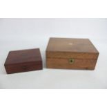 2 x Antique WOODEN Boxes Inc Brass Inlay, Rosewood Etc