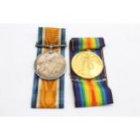 WW1 Medal Pair & Original Long Ribbons Named to Pte F. K Woodgate 13th London