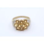 9ct gold diamond & citrine dress ring (4.2g) Size R