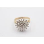 9ct gold diamond floral cluster dress ring (3.6g) Size N