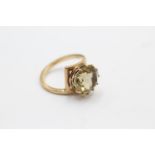 9ct gold vintage citrine solitaire stylised cocktail ring (4.8g) Size P