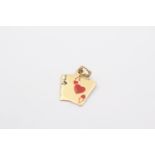 9ct gold vintage enamelled playing cards charm (0.6g)
