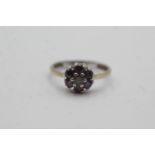 18ct gold purple & blue gemstone cluster dress ring (3g) Size O