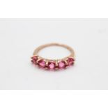 9ct gold pink tourmaline five stone dress ring (2g) Size O