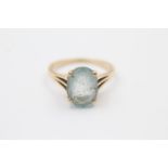 14ct gold aquamarine solitaire ring (3g) Size O