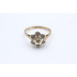 9ct gold vintage diamond set cluster ring - size n (2.6g)