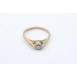 9ct gold diamond solitaire ring - size j (1.4g)