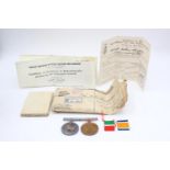 WW1 Mercantile Marine Medal Pair w/ Box, Award Notice, Etc