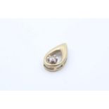 9ct gold round brilliant cut diamond set teardrop pendant (1.2g)