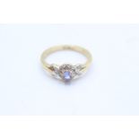 9ct gold diamond accented tanzanite dress ring - size n1/2 (2g)