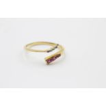 14ct gold ruby & diamond coil ring (1.2g)