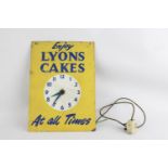 Vintage 1950's LYONS CAKES Enamel Advertising Sign / Clock