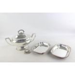 3 x Vintage / Antique Silver Plated Tureen Inc. Twin Handled Oval Etc 3657g
